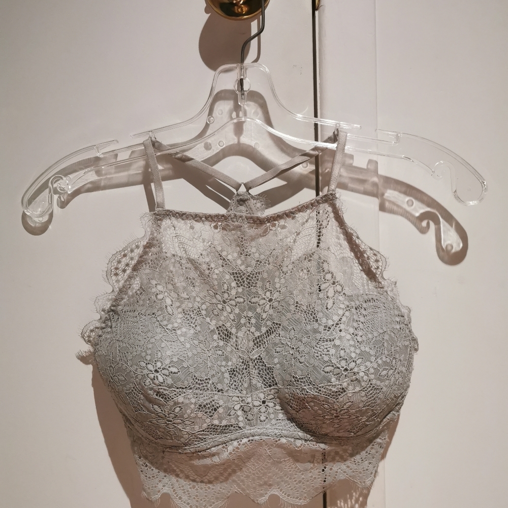 Blue padded lace dentelle bralette